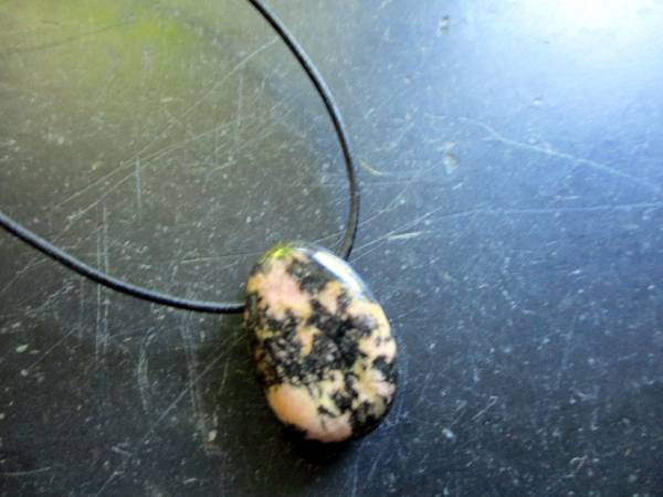 Kette, Lederband, Rhodonit, Tropfen, Anhänger,  Schmuck, Unisex