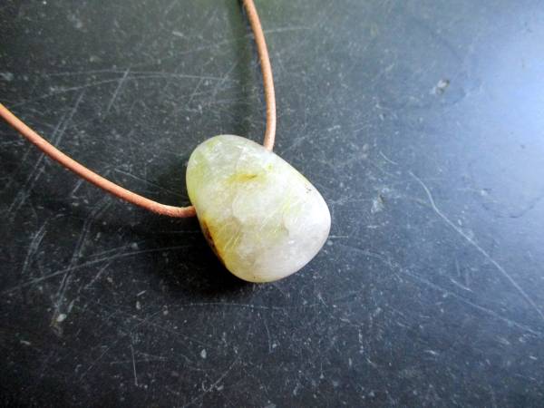 Kette, Anhänger, Lederband, Rutilquarz, Tropfen, Schmuck, Silber