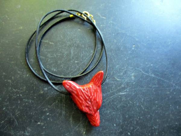 Anhänger, Kette, Lederband, Wolf, Jaspis, Krafttier, Schmuck, Unisex