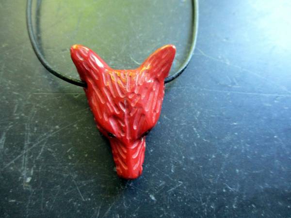Anhänger, Kette, Lederband, Wolf, Jaspis, Krafttier, Schmuck, Unisex