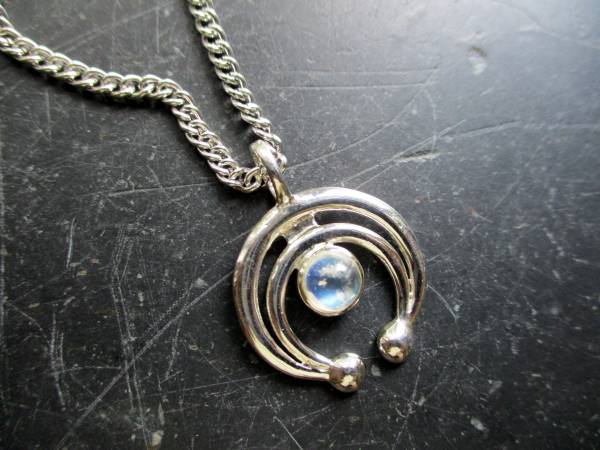 Anhänger, Mond, Sterlingsilber, Lunula, Mondstein, Schmuck, Frauen