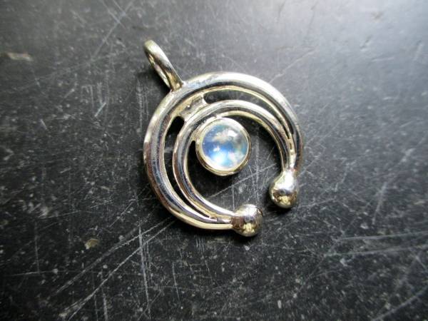 Anhänger, Mond, Sterlingsilber, Lunula, Mondstein, Schmuck, Frauen
