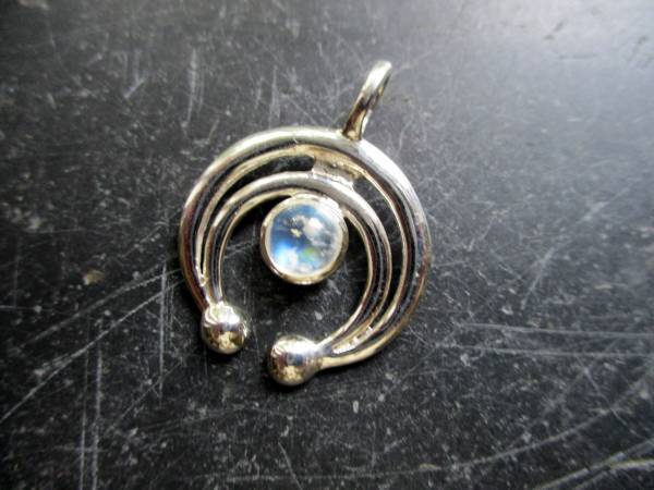Anhänger, Mond, Sterlingsilber, Lunula, Mondstein, Schmuck, Frauen