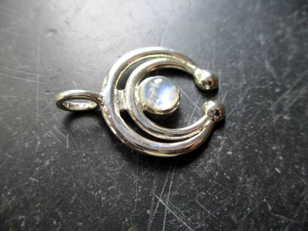 Anhänger, Mond, Sterlingsilber, Lunula, Mondstein, Schmuck, Frauen