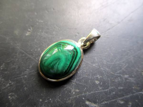 Anhänger, Malachit, Sterlingsilber, oval, grün, Schmuck, Unisex