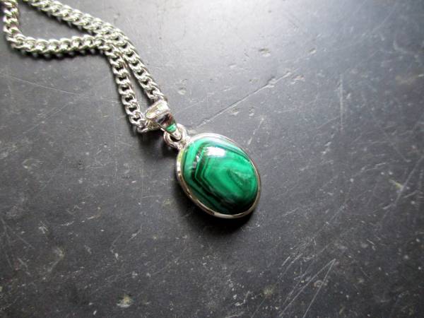 Anhänger, Malachit, Sterlingsilber, oval, grün, Schmuck, Unisex