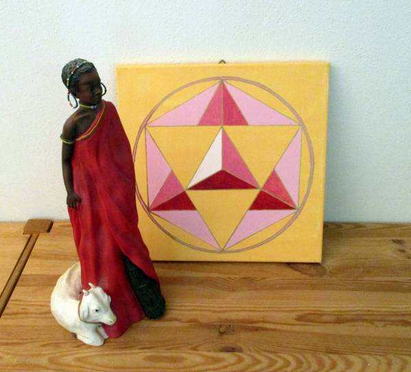 Symbolbild, Acryl, Leinwand, Malerei, Merkaba, 30 x 30, gelb