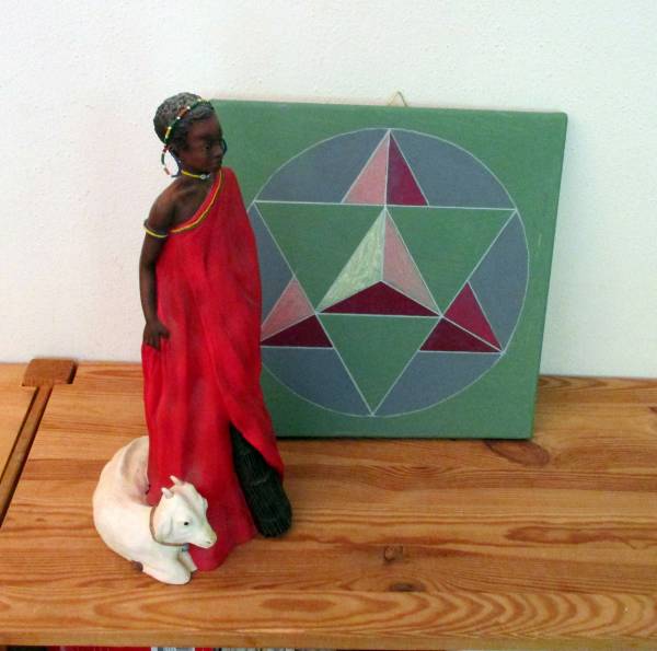 Symbolbild, Acryl, Leinwand, Malerei, Merkaba, 30 x 30, handgemalt, grün