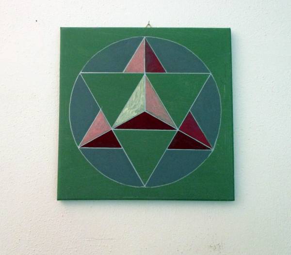 Symbolbild, Acryl, Leinwand, Malerei, Merkaba, 30 x 30, handgemalt, grün