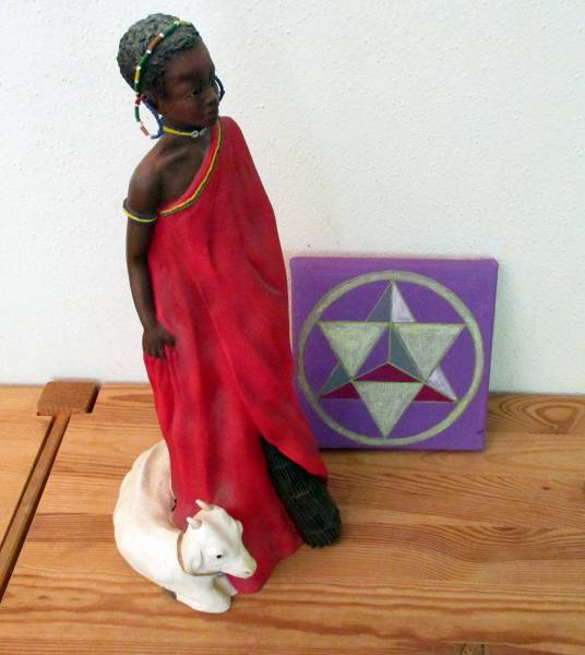 Symbolbild, Acryl, Leinwand, Malerei, Merkaba, 15 x 15, handgemalt, lila, gold