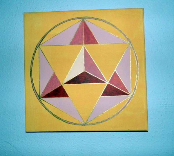 Symbolbild, Acryl, Leinwand, Malerei, Merkaba, 30 x 30, gelb