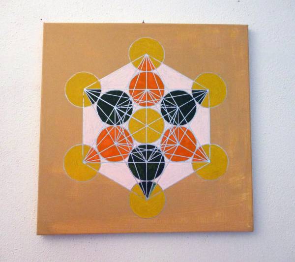 Leinwand, Bild, Acryl, Symbolbild, Metatron, handgemalt, 40 x 40, gelb