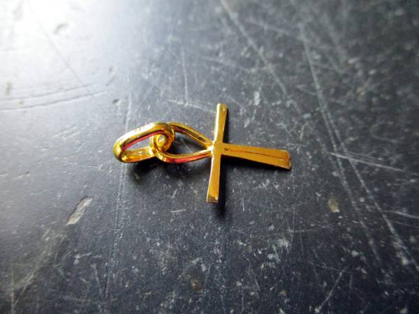 Anhänger, Kreuz, Atlantiskreuz, Ankh, Sterlingsilber, mini, vergoldet