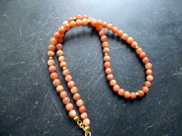 Kette, Mondstein, beige, hellbraun, Sterlingsilber, vergoldet, Schmuck, Frauen