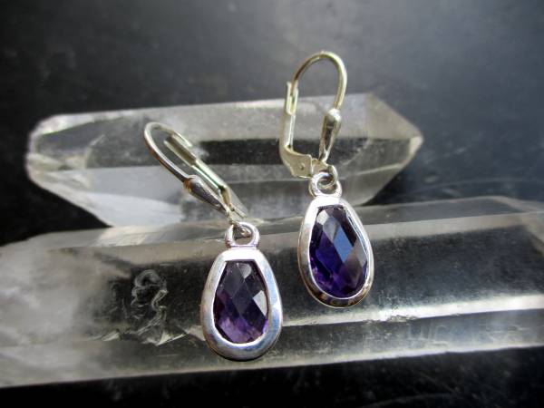 Ohrring, Hängeohrring, Sterlingsilber, Amethyst, facettiert, Schmuck, Frauen
