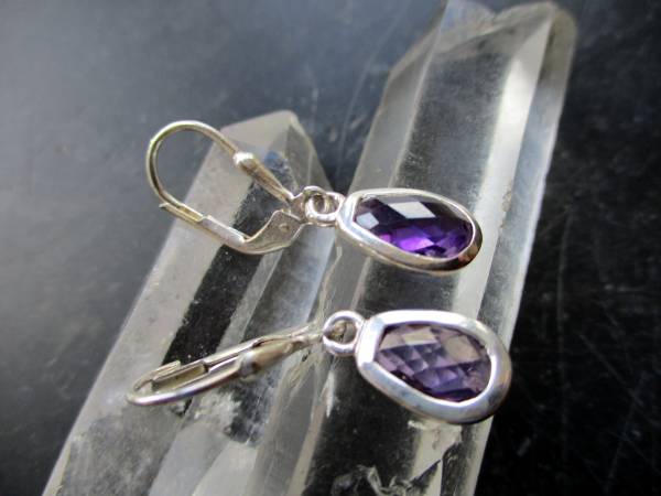 Ohrring, Hängeohrring, Sterlingsilber, Amethyst, facettiert, Schmuck, Frauen