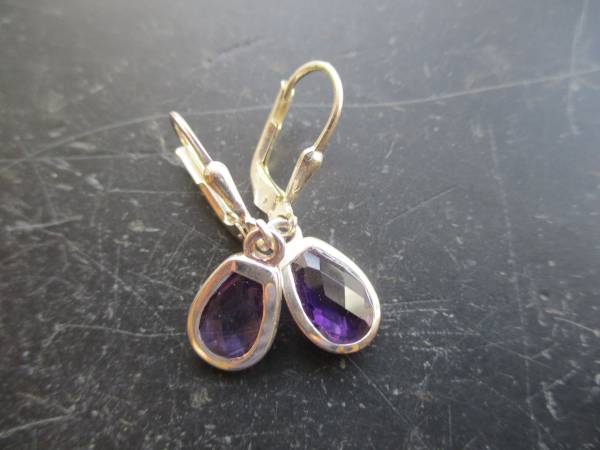 Ohrring, Hängeohrring, Sterlingsilber, Amethyst, facettiert, Schmuck, Frauen