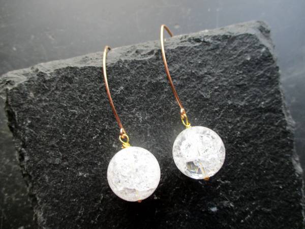 Ohrring,  Ohrhänger, Sterlingsilber, vergoldet, Bergkristall, Kugel, Frauen, Schmuck