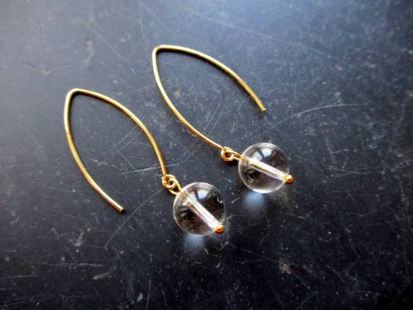 Ohrring, Ohrhänger, Sterlingsilber, vergoldet, Bergkristall, großer Haken, Schmuck, Frauen, Mädchen