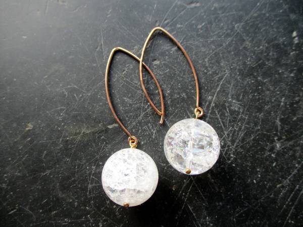 Ohrring,  Ohrhänger, Sterlingsilber, vergoldet, Bergkristall, Kugel, Frauen, Schmuck