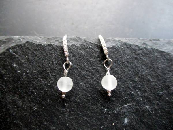 Ohrring, Ohrhänger, Silber, Bergkristall, matt, weiß, Braut, Schmuck