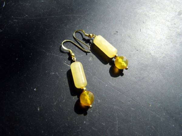 Ohrring, Sterlingsilber, vergoldet, Ohrhänger, Calcit, gelb, Schmuck, Frauen