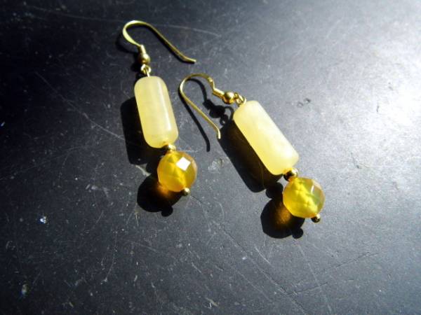 Ohrring, Sterlingsilber, vergoldet, Ohrhänger, Calcit, gelb, Schmuck, Frauen