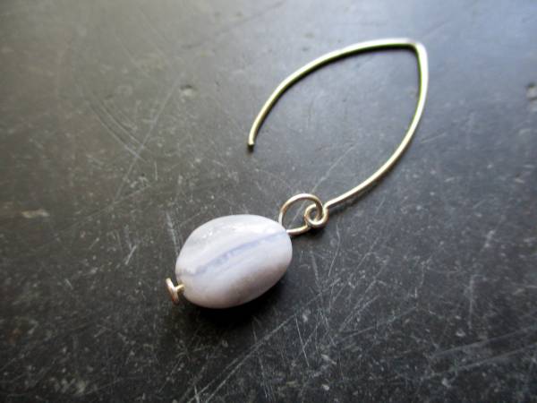 Ohrring, Ohrhänger, Ohrhaken, Sterlingsilber, Chalcedon, hellblau, Schmuck, Frauen
