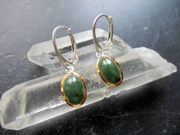 Ohrring,  Ohrhänger, Sterlingsilber, teilweise vergoldet, Jade, Frauen, Schmuck, Mädchen