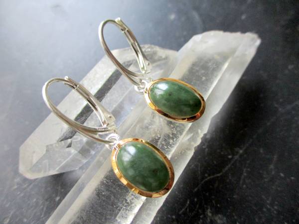 Ohrring,  Ohrhänger, Sterlingsilber, teilweise vergoldet, Jade, Frauen, Schmuck, Mädchen