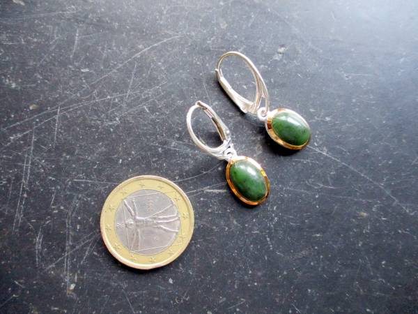Ohrring,  Ohrhänger, Sterlingsilber, teilweise vergoldet, Jade, Frauen, Schmuck, Mädchen