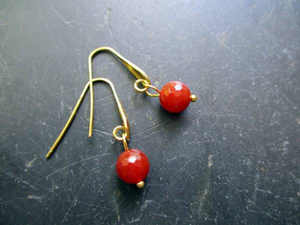 Ohrringe, Ohrhänger, Sterlingsilber, vergoldet, Karneol, rotbraun, Schmuck, Frauen