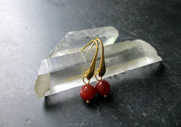 Ohrringe, Ohrhänger, Sterlingsilber, vergoldet, Karneol, rotbraun, Schmuck, Frauen