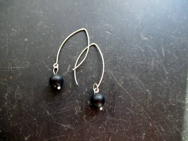 Ohrring, Ohrhänger, Sterlingsilber, Onyx, schwarz, Schmuck, Frauen