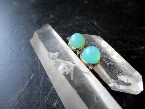 Ohrstecker, Sterlingsilber, Ohrring, teilweise vergoldet, Opal, grün