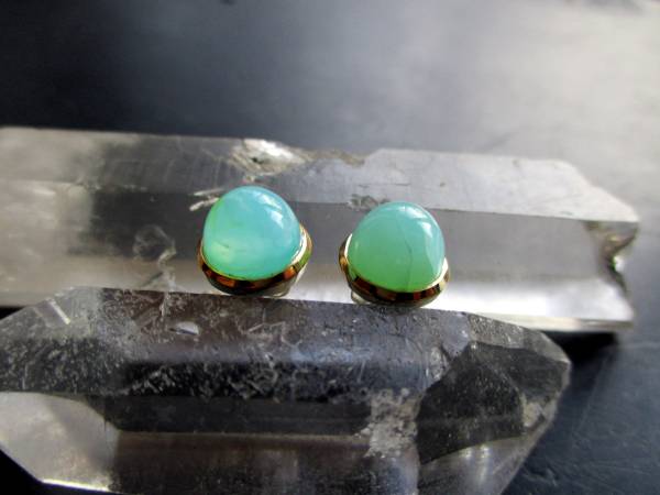 Ohrstecker, Sterlingsilber, Ohrring, teilweise vergoldet, Opal, grün