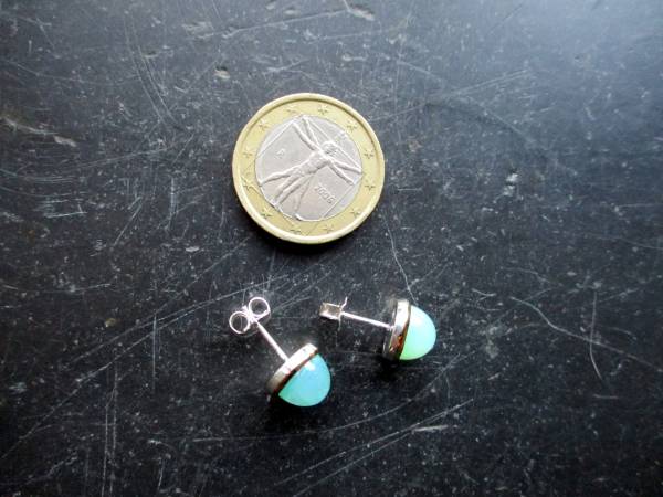 Ohrstecker, Sterlingsilber, Ohrring, teilweise vergoldet, Opal, grün