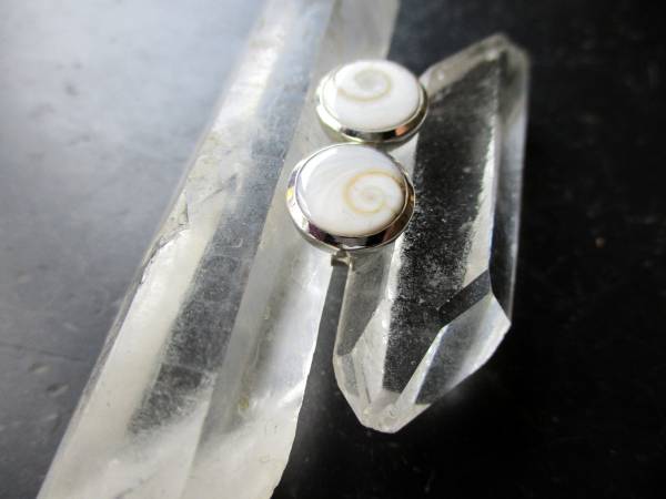 Ohrring, Ohrstecker, Sterlingsilber, Shiva Auge, rund, weiß, Ohrring