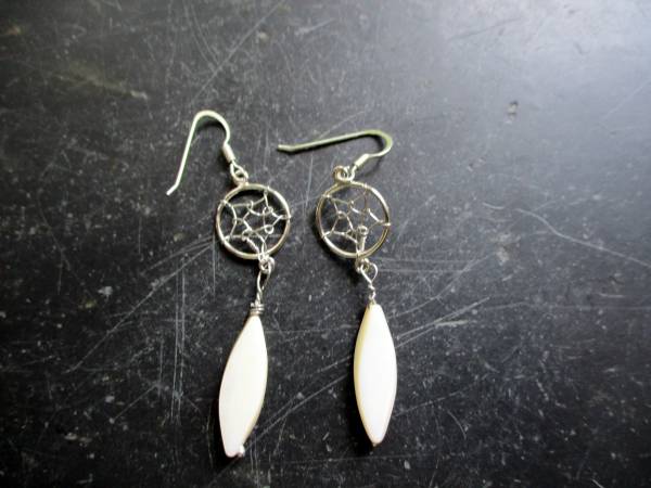 Ohrring, Hängeohrringe, Sterlingsilber, Traumfänger, Perlmutt, Schmuck, Frauen