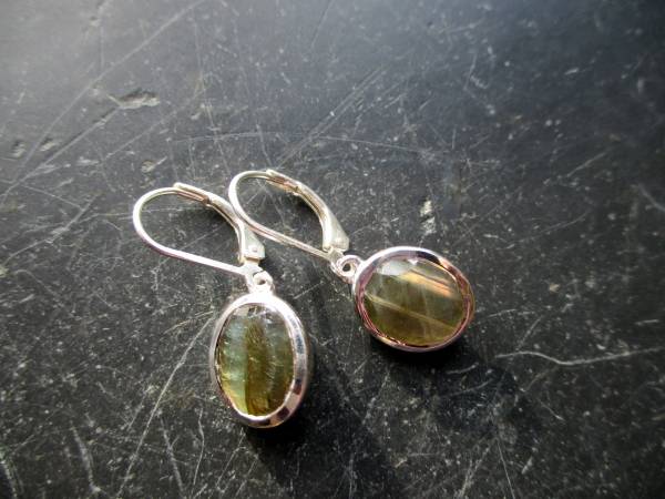 Ohrring, Ohrhänger, Sterlingsilber, Rauchquarz, oval,  Schmuck, Frauen