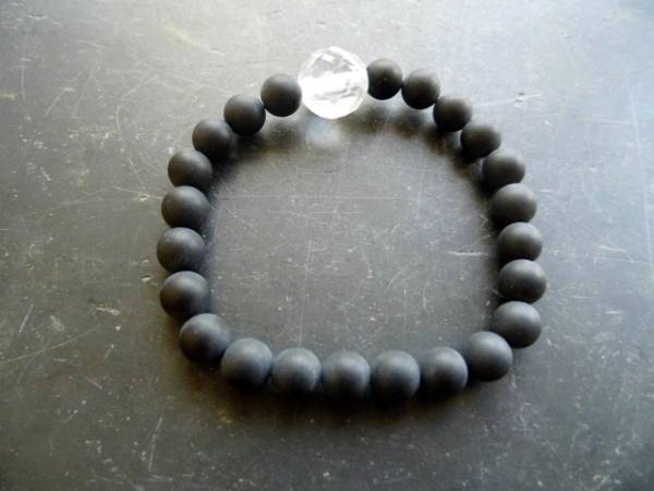 Armband, Männer, Onyx, schwarz, Bergkristall Kugel, Männerarmband
