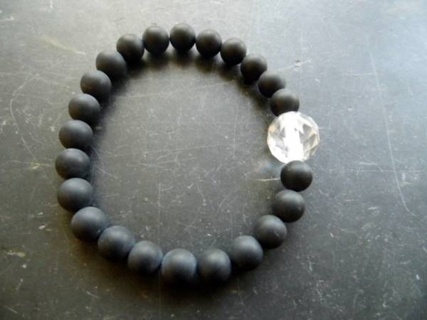 Armband, Männer, Onyx, schwarz, Bergkristall Kugel, Männerarmband
