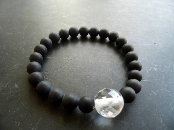 Armband, Männer, Onyx, schwarz, Bergkristall Kugel, Männerarmband