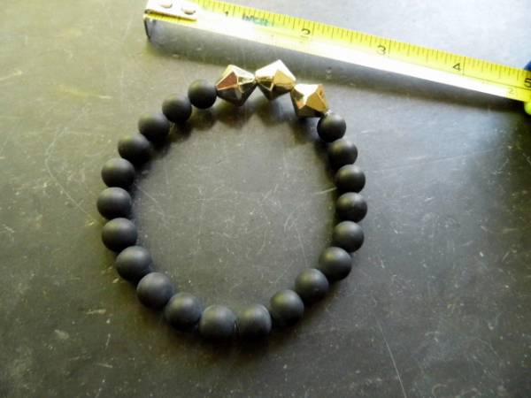 Armband, Onyx, matt, Metall, schwarz, Männer, Biker, Schmuck