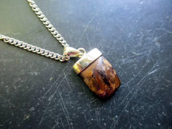 Anhänger, Sterlingsilber, Boulder Opal, braun, rechteckig, Schmuck, Frauen