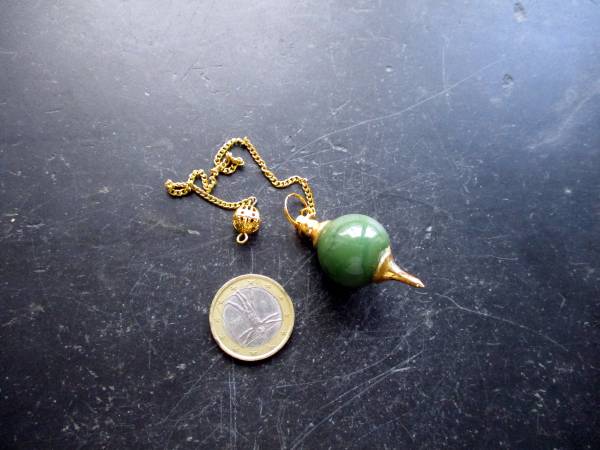 Pendel, Messing, Magie, Wicca, Esoterik, Aventurin, grün,  Spitzpendel, Kugel
