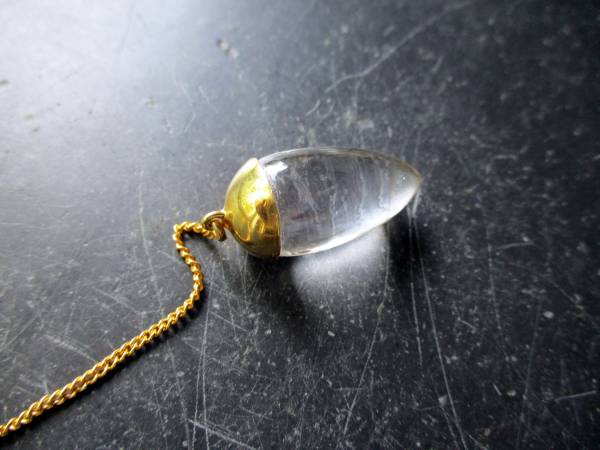 Pendel, Bergkristall, BergkristallPendel, Tropfen, vergoldet, Silber, Wicca, Schamane