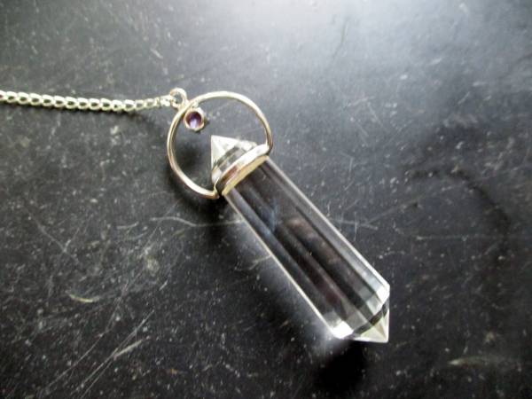 Pendel, Sterlingsilber, Bergkristall, facettiert, Amethyst, Magie, Esoterik