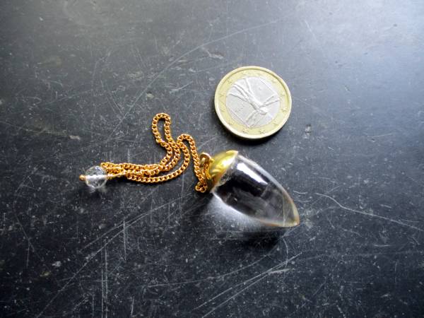Pendel, Bergkristall, BergkristallPendel, Tropfen, vergoldet, Silber, Wicca, Schamane