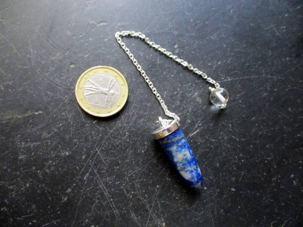 Pendel, Spitzpendel, Lapislazuli, Metall, versilbert, Magie, Esoterik